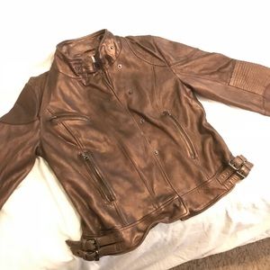 Free people bronze leather jacket Large